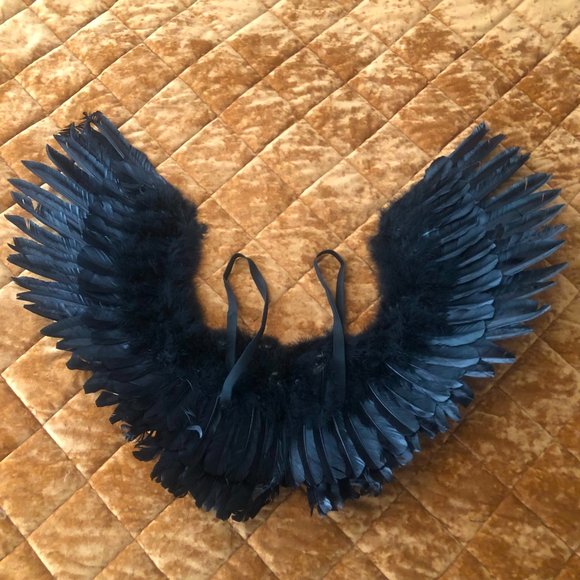 HALLOWEEN. Black Feather Wings! Masquerade/Cosplay/Super Hero (Unisex) L - Picture 2 of 7